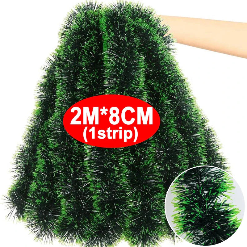 Rynx | Christmas Green Rattan Ribbon Garland DIY Xmas Tree Ornaments Green Rattan Ribbon Wreath Hanging Pendant Home Party Decoration