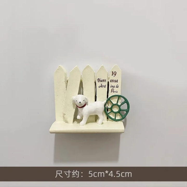 Rynx | 3D Refrigerator Magnet Puppy Cartoon Cat and Dog Refrigerator Sticker Anti-theft Entrance Door Decorative Magnetic Creative Message