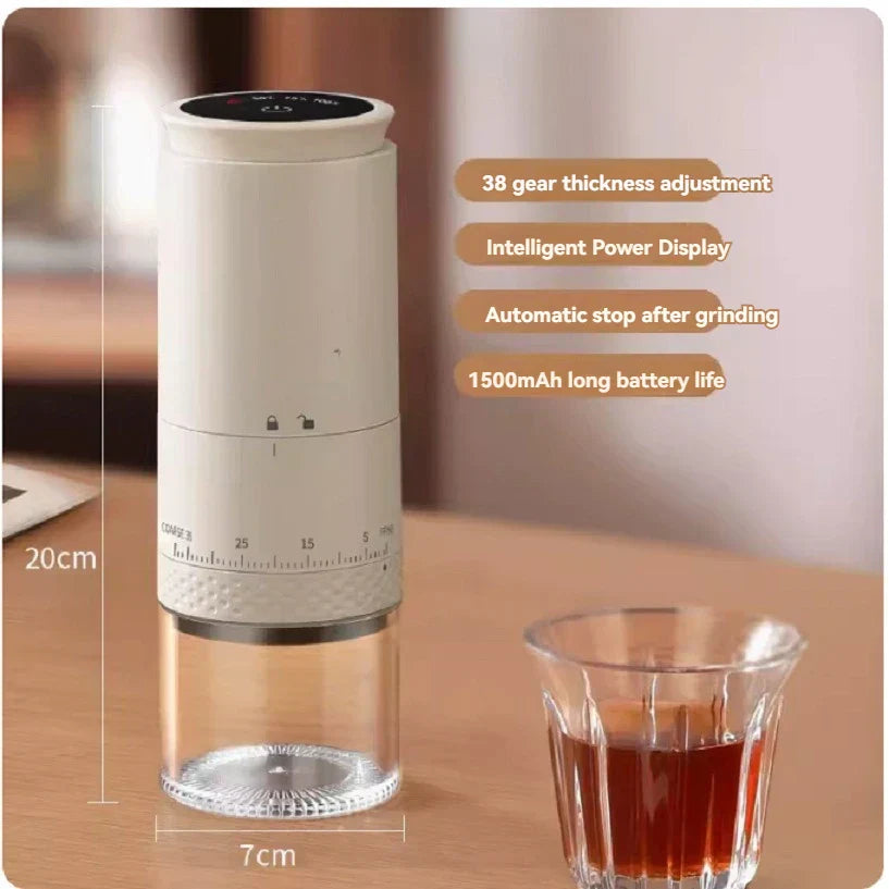 Lisslune | 1500mAh Electric Coffee Grinder – Adjustable USB-C Rechargeable Burr Mill for Fresh Coffee