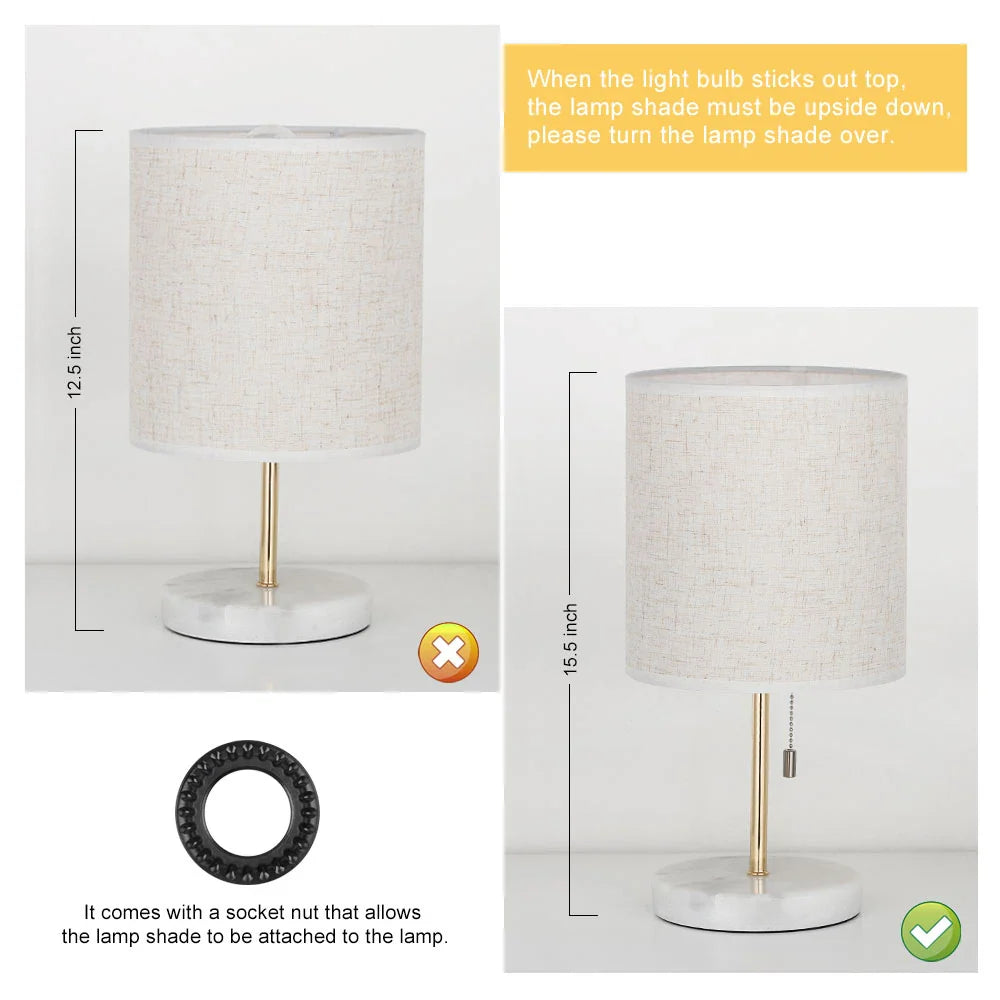 Rynx | Modern Table Lamp with Marble Base Elegant Nightstand Reading Lamp for Bedroom Decoration
