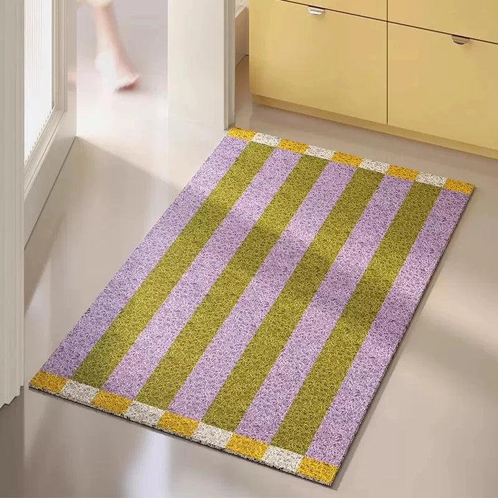 Rynx | Striped PVC Door Mat Cuttable Geometric Entrance Welcome Mat Rug Anti Dust Mat Outdoor Aesthetic Living Space Decor
