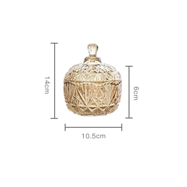 Lisslune | Amber Radiance Crystal Glass Storage Jar with Lid for Jewelry and Event Decor