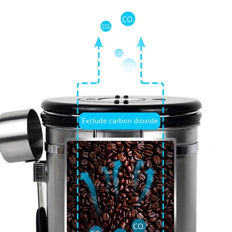 Lisslune | Stylish stainless steel coffee bean containers with date marker and carbon release valve