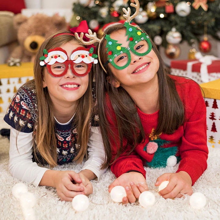 Rynx 9-piece Merry Christmas Glasses Frame Christmas Party Decoration Photo Booth Props Glasses Christmas New Year Accessories Children's Gift
