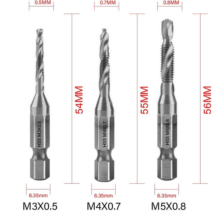 Lisslune | Precision Taps Set with Titanium Coating and Spiral Flute Design for Efficient Tapping and Chamfering