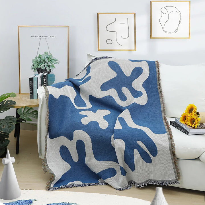 Rynx | Textile City Into Blue Coral Pattern Blanket Home Decor Sofa Throw Outdoor Camping Grass Mat 125x150cm