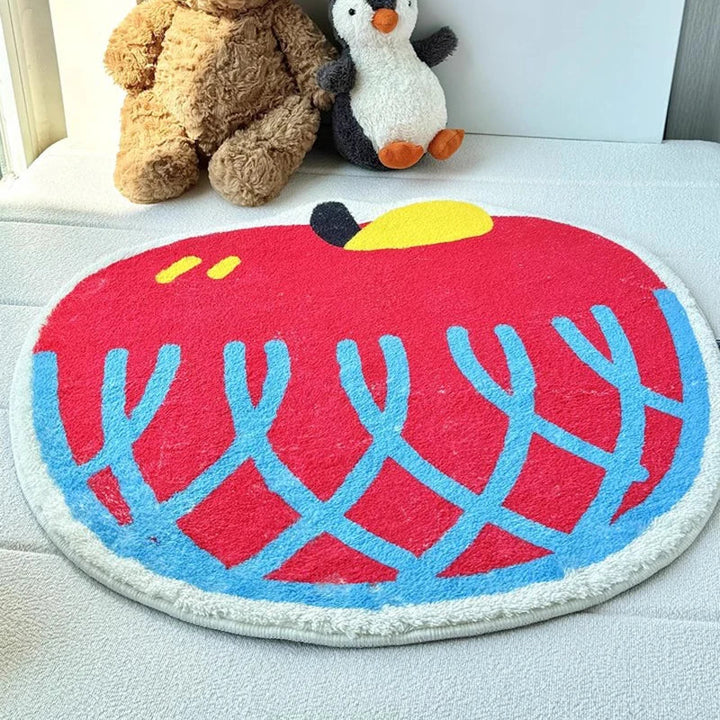 Rynx | Cute Print Fruit Bedroom Rug Cartoon Apple Peach Night Mat Soft Living Room Carpet Area Floor Pet Mat Aesthetic Home Decor