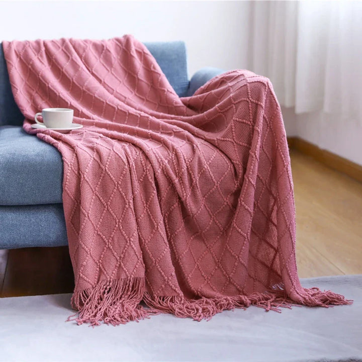 Lisslune | purple diamond knit blanket