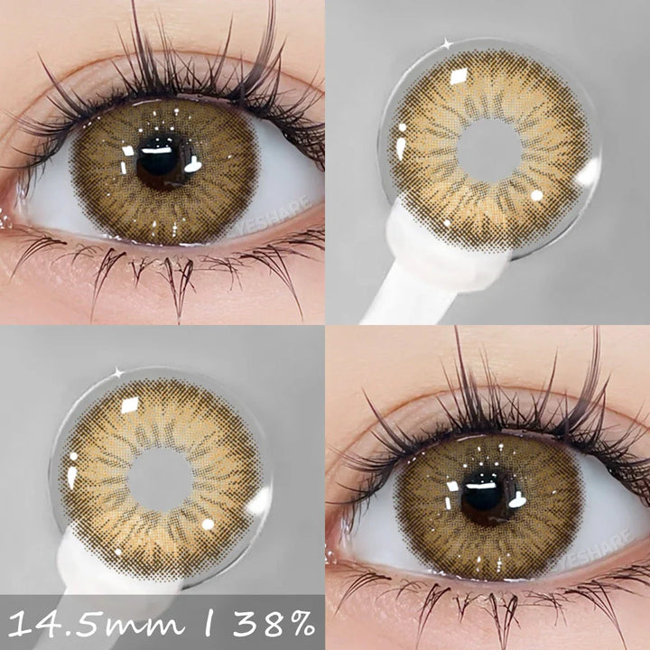 Rynx | Natural Color Contact Lenses 2 Pieces Fashion Blue Lenses Gray Pupils Lens Brown Beautiful Pupils Green Lens Annual 14.5mm