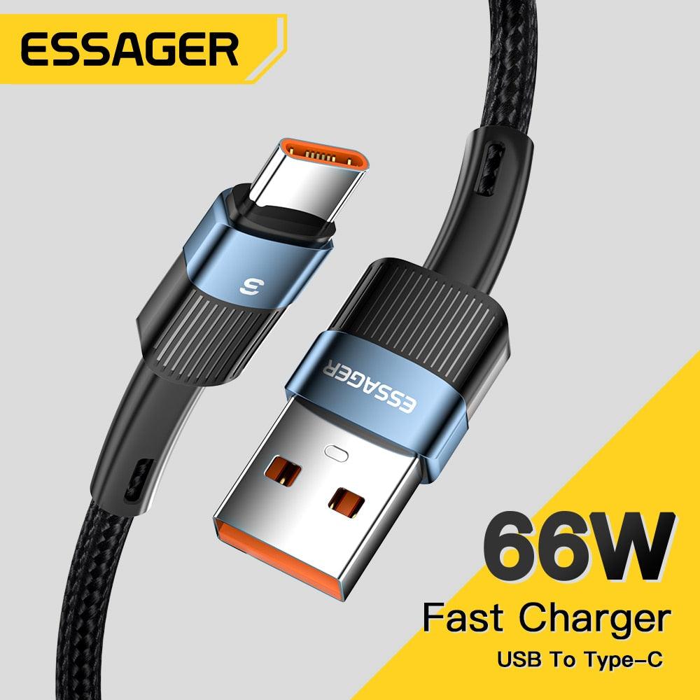 Lisslune | Essager 6A USB-C charging cable - Fast data transfer & fast power supply for Huawei P40 Pro, Samsung S21 Ultra, Poco - 66W fast charger