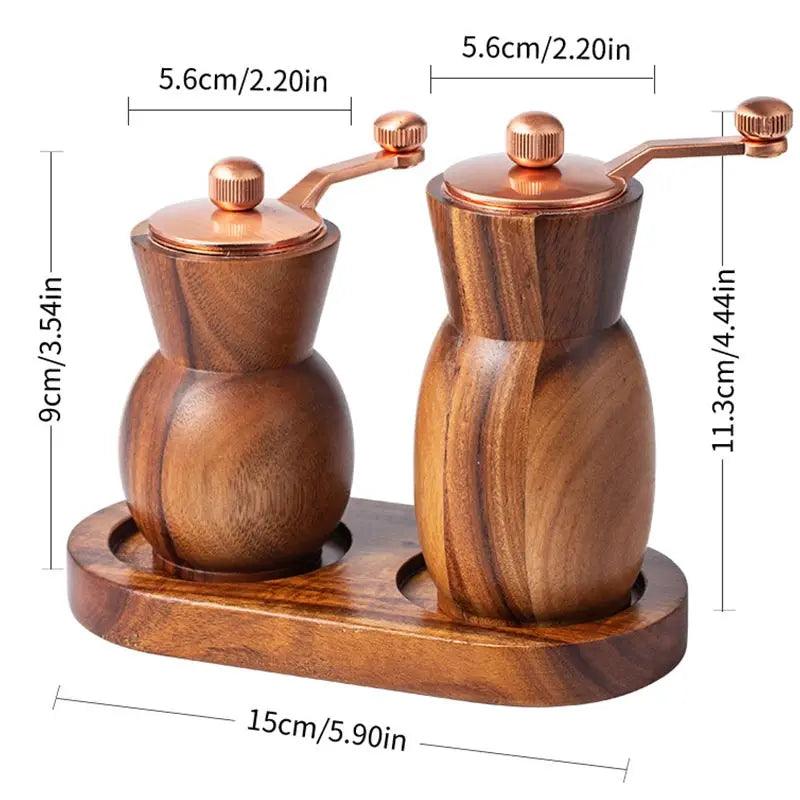 Lisslune | Handcrafted Acacia Wood Adjustable Salt and Pepper Mill Set - Elegant Kitchen Essential for Seasoning and Grilling