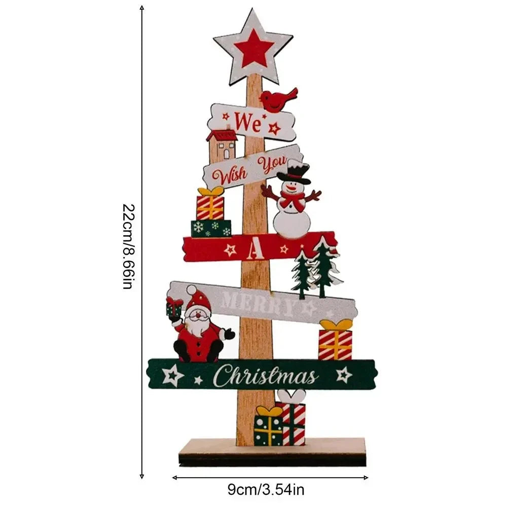Rynx Wood Christmas Tree Desktop Ornament Santa Merry Christmas Sign Plaque Xmas Decoration for Home 2025 New Year Noel Gift