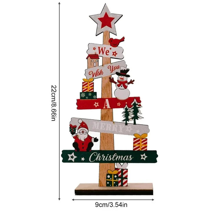 Rynx Wood Christmas Tree Desktop Ornament Santa Merry Christmas Sign Plaque Xmas Decoration for Home 2025 New Year Noel Gift