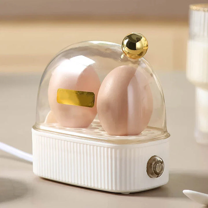 Lisslune | 120W 220V Electric Egg Cooker & Egg Poacher - Automatic Mini Breakfast Machine for 2 Eggs, Portable Steamer