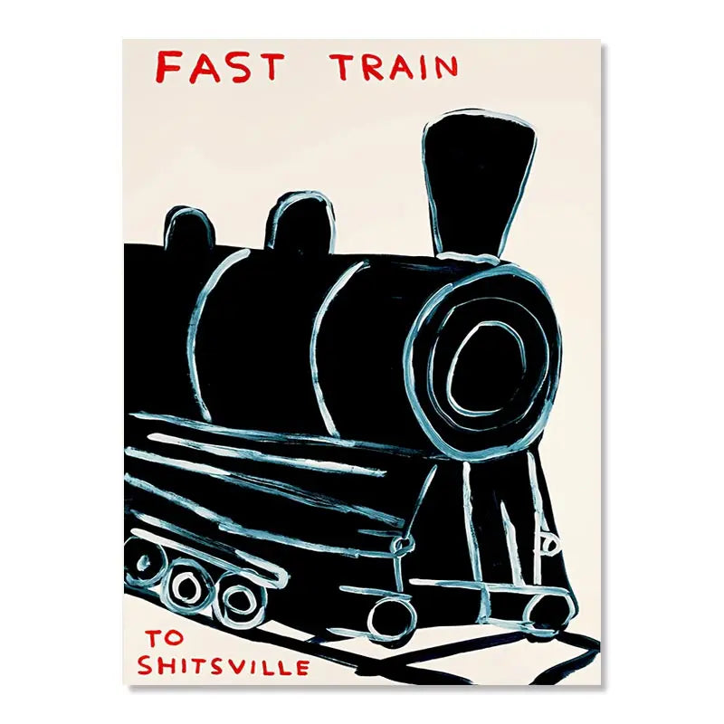 Lisslune | David Shrigley Rabbit Cat Wine Biscuit Train Wall Art Abstract Prints Canvas Painting Nordic Poster Pictures Living Room Decor