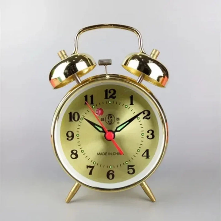 Rynx | Metal Mechanical Alarm Clock Creative Desk Nightstand Table Clock Alarm Bedroom Decoration Accessories Battery Operated