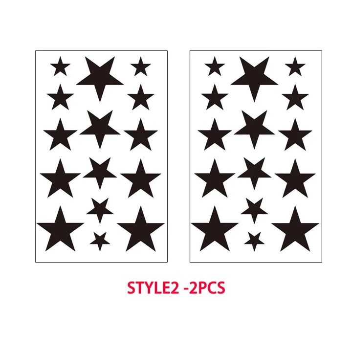 Rynx | Hollow Star Waterproof Temporary Tattoo Stickers Black Star Design Body Art Artificial Tattoo Wrist Ankle Artificial Tattoo Body Art Tools