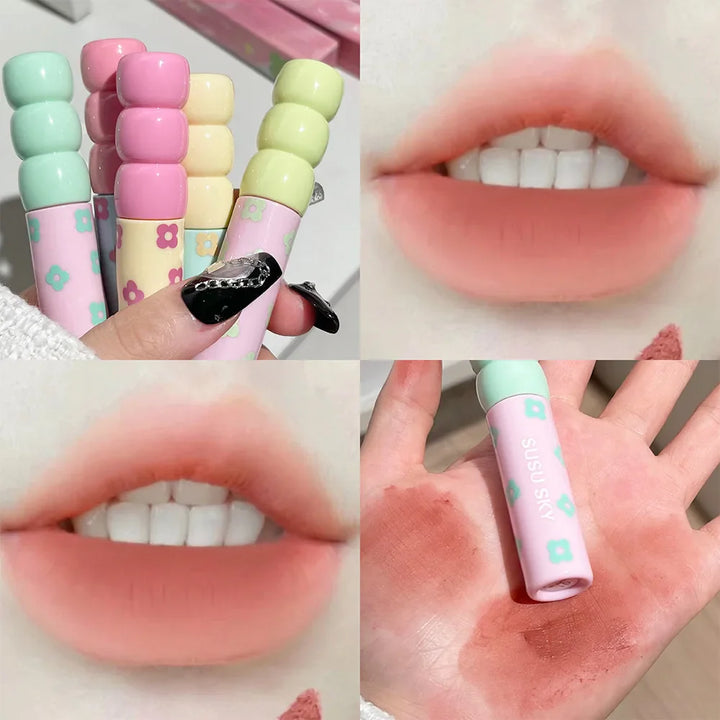 Rynx |1/5St Candied Fruits Lip Mud Milk Mist Velvet Matte Lip Gloss Long-lasting Not Easily Sticking To The Cup LipGlaze Almond Brown Pink