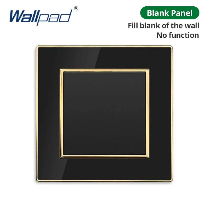 Lisslune | Luxurious black acrylic interchangeable panel with golden accents and universal sockets - 220V, multiple socket, modern design - Illuminated control panel with USB charging function