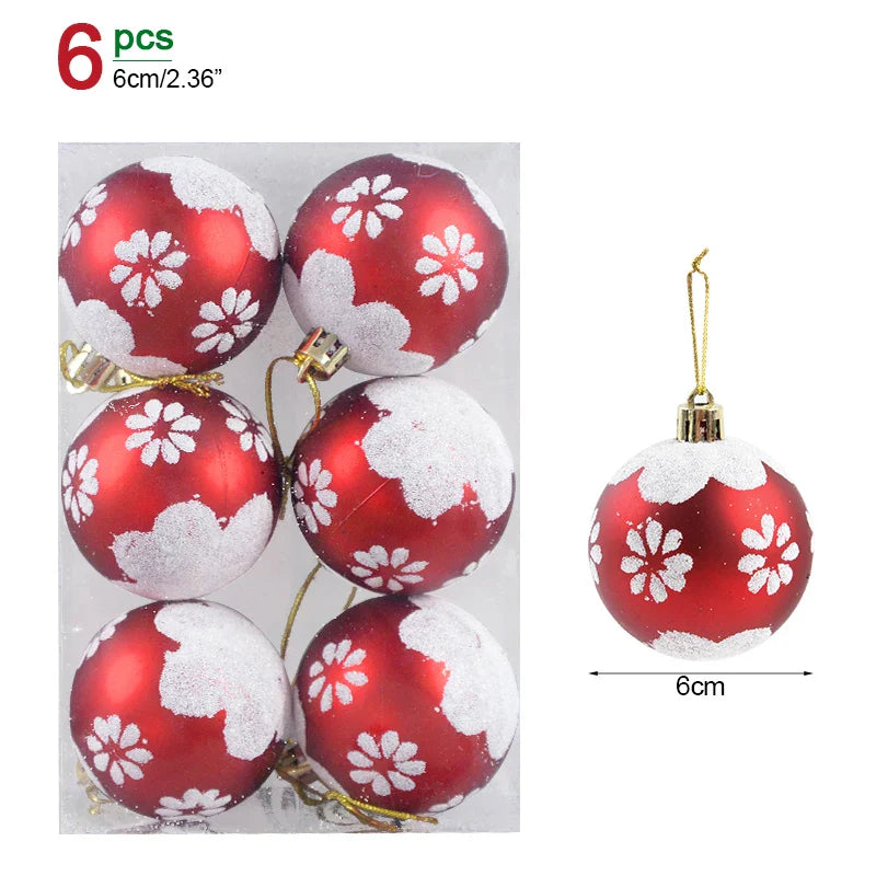 Rynx 6pcs/Box 6cm Christmas Tree Balls Ornaments Xmas Tree Hanging Decorations Christmas Decorations for Home Navidad Natal New Year Gift