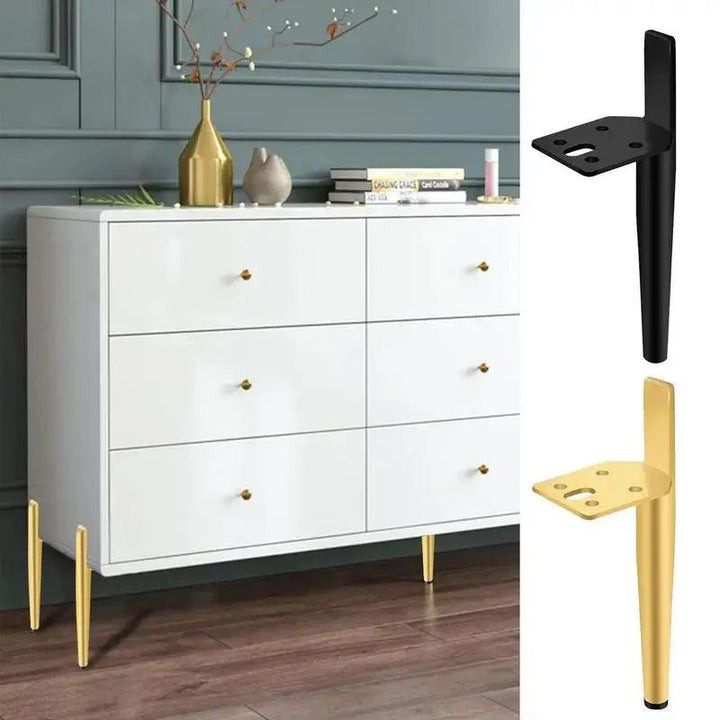 Lisslune | Modern gold and black steel adjustable furniture legs - Set of 4 with rubber feet
