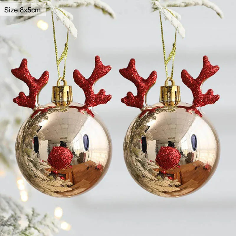 Rynx 2pcs Moose Christmas Balls Ornaments Christmas Tree Hanging Ball Pendant Christmas Decorations for Home New Year Party Navidad