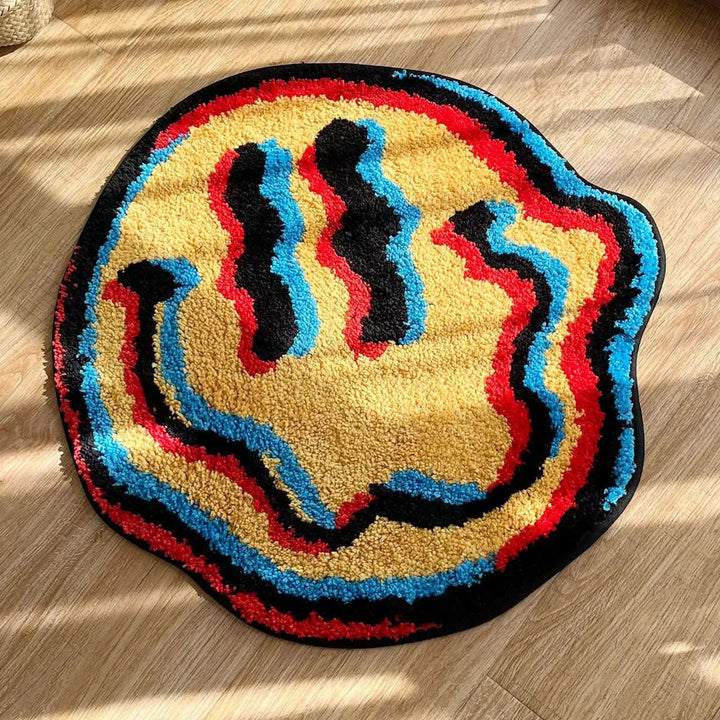 Lisslune | Round Soft Smiley Face Rug – Non-Slip Plush Carpet