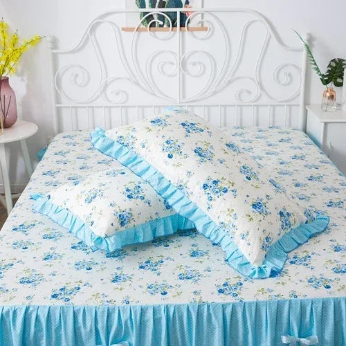 Rynx 2 Piece Cotton Printed Pillowcase Ruffle Garden Body Pillowcase Bed Pillow Covers Rustic Dobby Pillowcase Pillow Covers