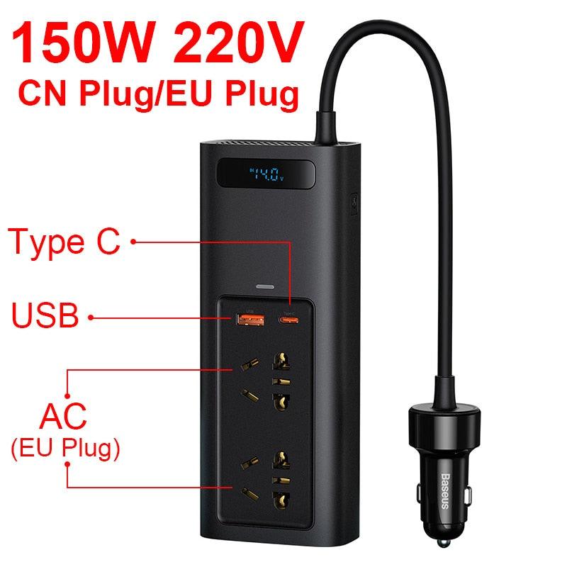 Lisslune | 150W Car Power Inverter with LED Display - The essential travel companion for all your charging needs