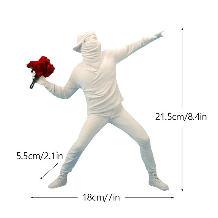 Lisslune | Dropshipping Banksy Sculpture Collection Flower Thrower Statue Pop Art Modern Balloon Girl Figurine Office Home Decoration