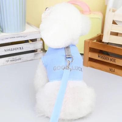 Lisslune | Swinging bear motif mesh harness and bow tie leash combination for small dogs and cats - Trendy pet vest