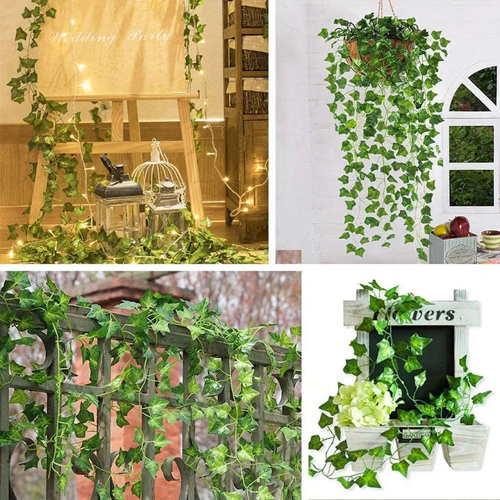 Rynx 1Pc 230cm Green Vine Silk Artificial Ivy Hanging Leaf Garland Plants Plastic Rattan String Home Wall Garden Decoration Wedding
