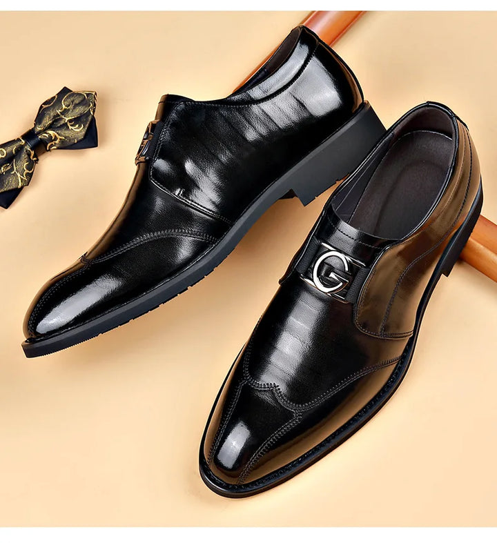 Lisslune | Men's Leather Shoes Stylish Men's Shoes Pointed Oxford Wedding Leather Men's Dress Shoes Gentleman Office Man Shoe