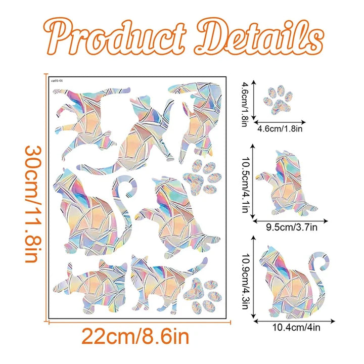 Rynx Rainbow Suncatcher Window Sticker PVC Cat Butterfly Prism Glass Wall Sticker Home Kids Bedroom Decoration Self-Adhesive Decor