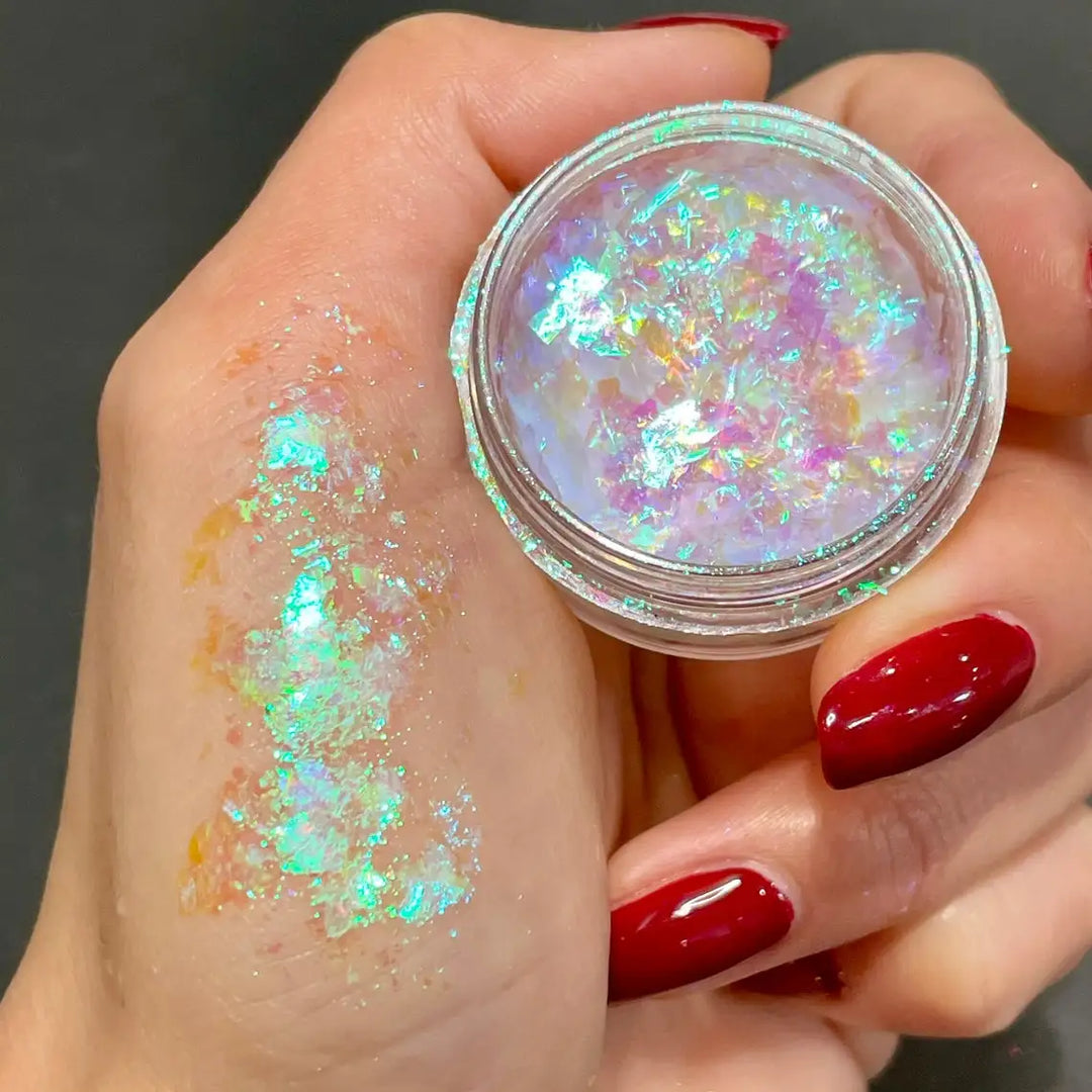 Rynx |1Jar Aurora Chameleon Snowflake Ultra-Thin Iridescent Nail Sequins Holographic Opal Eyeshadow Ice Glitter Nail Chameleon Flakes