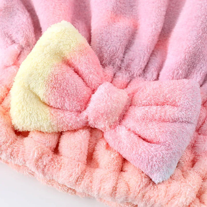 Rynx | 1pc Coral Fleece Shower Cap Rainbow Gradient Dry Hair Towel Soft and Absorbent Thick and Sweet Princess Cap Shampoo Dry Hair Cap