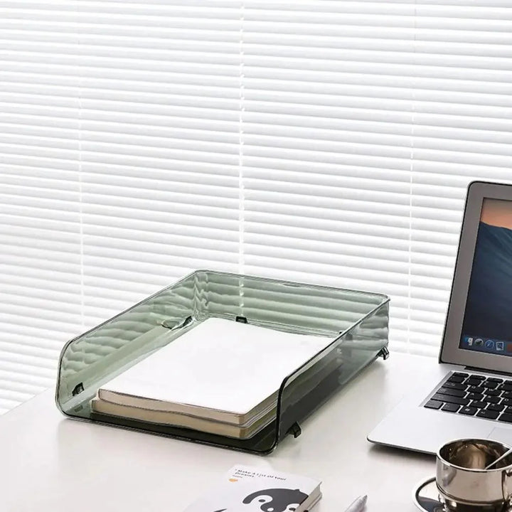 Lisslune | Transparent Acrylic A4 File Storage Organizer - Stackable Desktop Shelf for Papers and Magazines