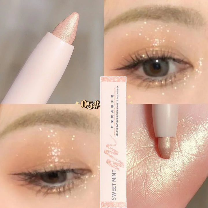 Rynx | 14 Colors White Eyeliner Shiny Glitter Eyeshadow Pencil Eye Liner Pencil Matte Brown Pink Pearl Eyes Makeup Brighten Silk Worm