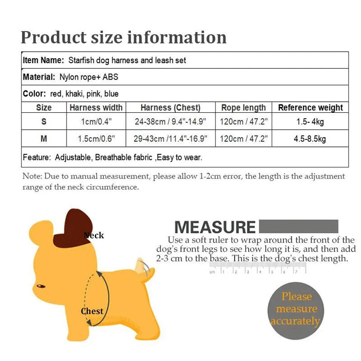 Lisslune | Beautiful, star-shaped adjustable harness and leash set for small pets