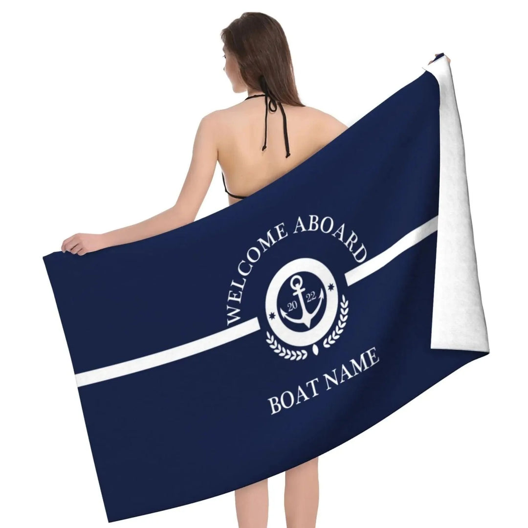 Lisslune | Stylish Adjustable Dark Blue Nautical Microfiber Towel Set - Luxury Redefined for Every Occasion