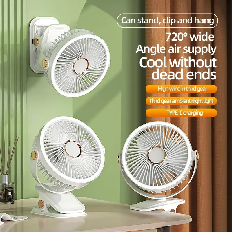 Lisslune | Multi-Angle Outdoor Clip-On Rechargeable Cooling Fan