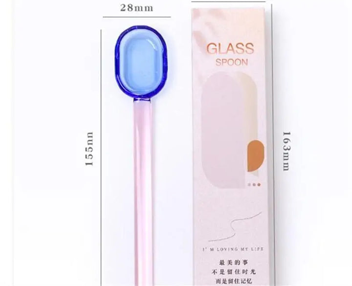 Rynx | Stained Glass Spoon Dessert Ice Milk Long Handle Spoon Coffee Soup Stirring Spoon High Borosilicate Heat and Cold Resistance
