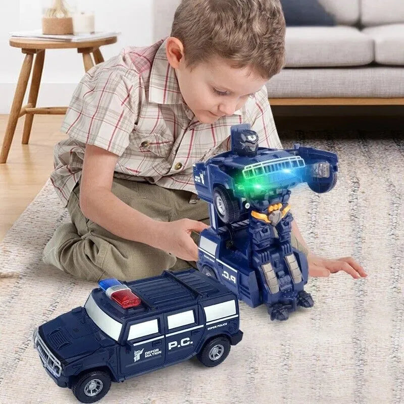 Lisslune | Transforming Robot Car | 2-in-1 Police Car & Robot Toy with Lights and Sound