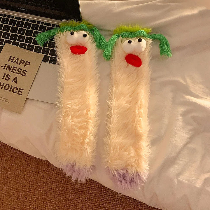 Lisslune | Fluffy Cartoon Women's Socks with Face