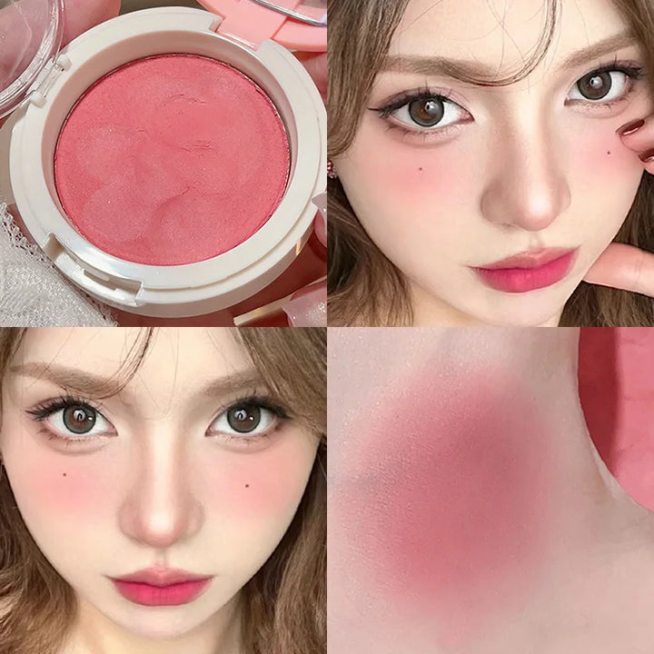 Rynx | Air Cushion Rouge Mud Matte Velvet Mist Gentle Cheek Tint Peach Pink Rouge with Puff Blush Korean Alternatives Makeup Women's Cosmetics