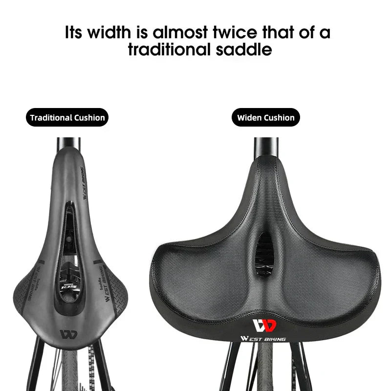 Lisslune | Wide Ergonomic Bike Saddle – Comfortable Saddle with Shock Absorption for City and Mountain Bikes