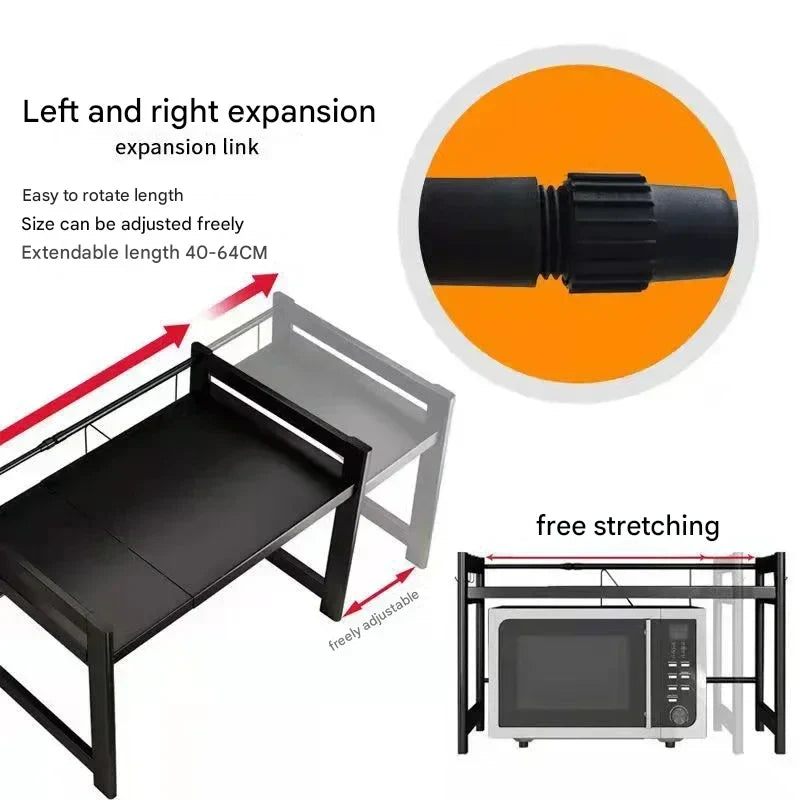 Lisslune | Carbon Steel Retractable Double-Layer Kitchen Shelf – Milo