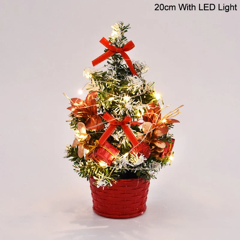 Rynx 20/30cm Artificial Christmas Tree Table Ornament with LED Light Balls Christmas Decoration for Home New Year Gift Mini