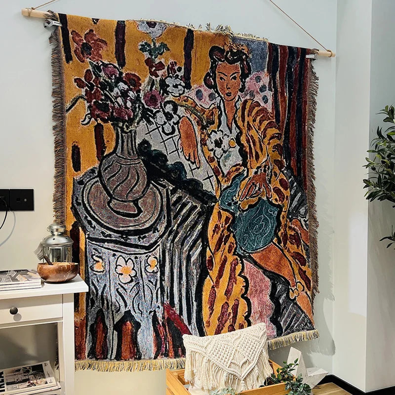 Lisslune | Flower pattern wall tapestry blanket