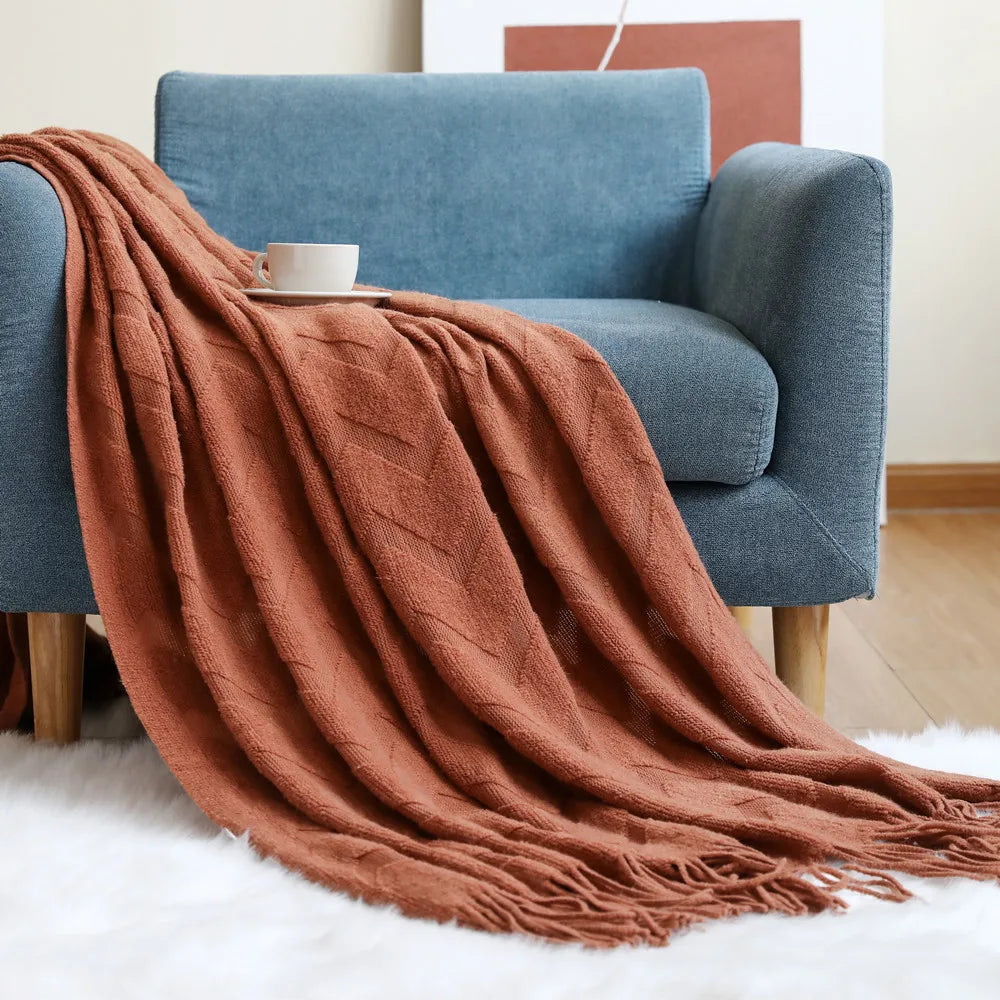 Rynx | Textile City geometric jacquard blanket herringbone knit throw office air conditioning nap blanket pashmina scarf home decor